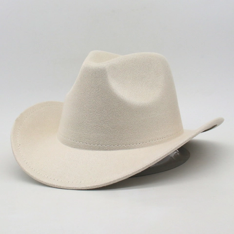 Sombrero De Vaquero Occidental Gamuza Poliéster Fieltro Ala Ancha Vintage Color Sólido Protección Solar Exterior Estilo Jazz