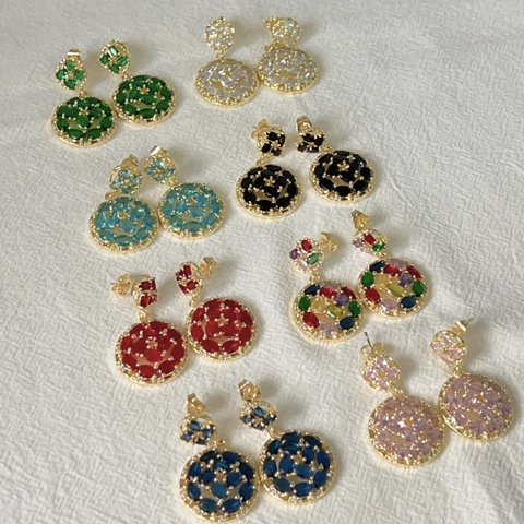 Lussuosi Orecchini a Doppio Cerchio in Rame Con Strass Eleganti Orecchini Pendenti a Cerchio per Gioielli Moda Donna