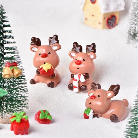 Statuette In Miniatura Di Renne Di Natale In Resina Simpatici Ornamenti Di Cervi Per Decorazione Da Scrivania Micro Paesaggio