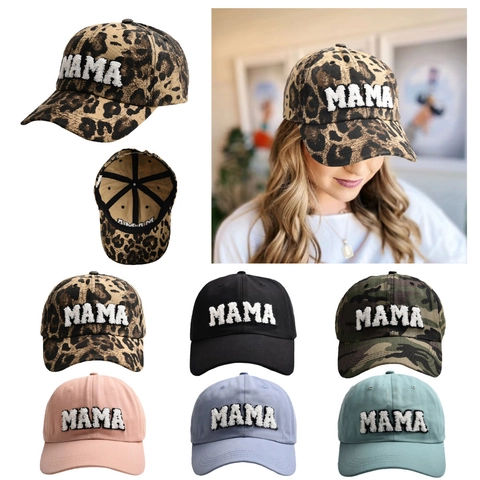 Berretto Baseball MAMA MINI Cotone Ricamo Ciniglia Cappello Sole Regolabile Leopardo Camo Casual Parent Child Matching