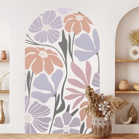 Stickers Muraux Arche Matisse Floral PVC Auto-Adhésifs Amovible Style Boho Nordique Décoration Maison Salon Chambre