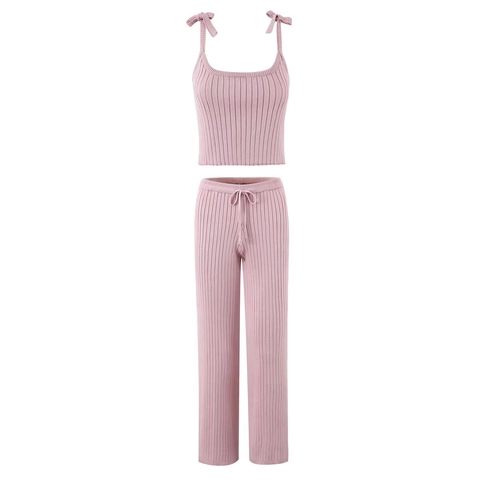 Damen Rippstrick Loungewear Strickjacke Camisole Shorts Hosen Rock Passende Outfits Lässig Bequem Streetwear Weich