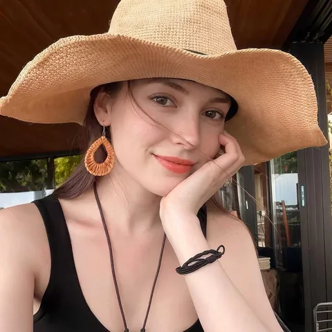 Orecchini Pendenti Intrecciati Bohémien In Rafia Rattan Legno Resina Perno In Argento Gioielli Da Spiaggia Estivi Da Donna