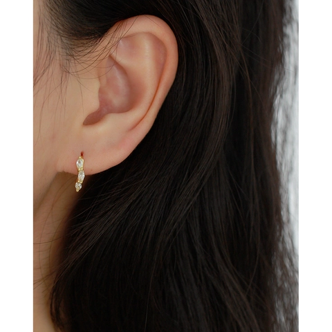 Huggie Hoop Ohrringe 925 Sterlingsilber Marquise Zirkonia Winzig Elegant Minimalistisch Schmuck Für Damen