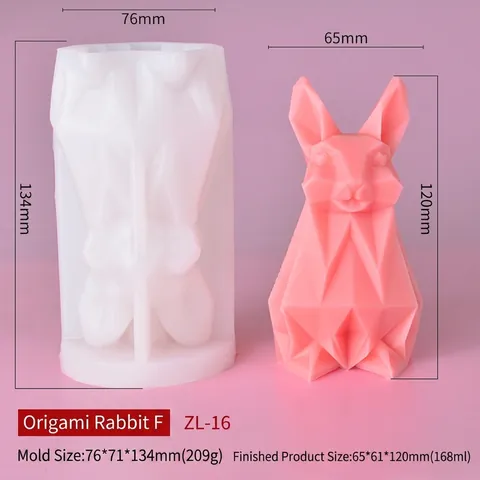 Molde De Silicona Conejo Origami Geométrico Low Poly DIY Pascua Vela Jabón Yeso Resina Repostería Herramienta