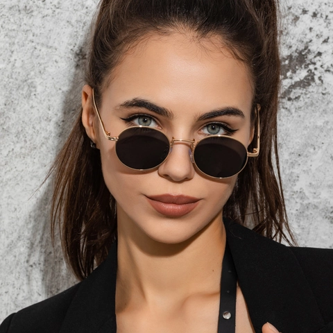 Vintage Round Sunglasses Metal Frame UV400 Protection Retro Small Oval Eyewear For Women Men Fashion Outdoor Travel