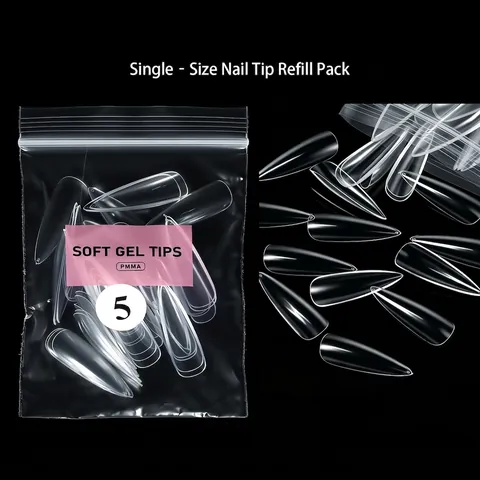 Transparante Soft Gel Nagel Tips Dun Vouwvrij Coffin Stiletto Amandel Tapered Square Professionele Verlenging Manicure