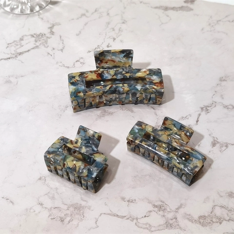 Acetate Rectangular Hollow Hair Claw Clips Retro Marble Floral Geometric Shark Hairpins For Women Girls Fashion