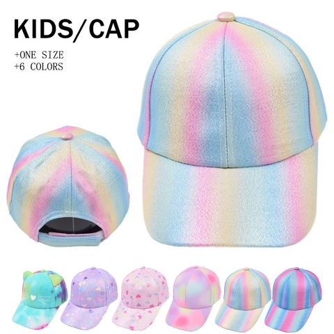 Kinder Tie Dye Regenbogen Baseballkappe Glitzer Herz Katzenohr Verstellbarer Sonnenhut Für Mädchen Jungen Outdoor Reise Süßer Baumwollhut
