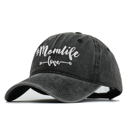 Casquette De Baseball Coton Lavé Brodé Momlife Love Vintage Ajustable Dad Hat Pour Femmes Hommes