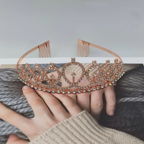 Fascia Di Compleanno E Diadema Corona Di Strass Per Donne Ragazze Festa Tessuto Luccicante Metallo Cristallo Fascia
