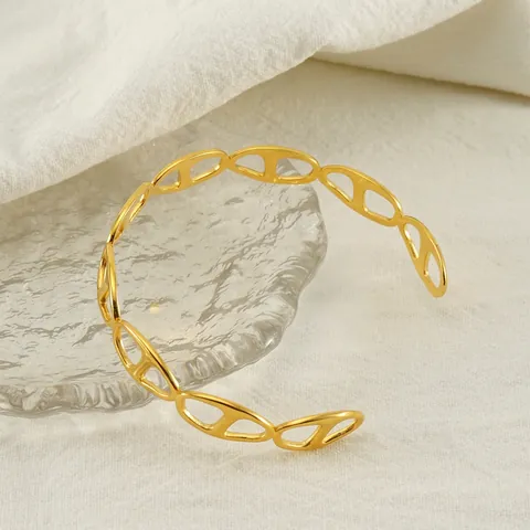 Vintage Franse Stijl Open Manchet Armband Voor Dames Roestvrij Staal 18K Verguld Verstelbare Armband