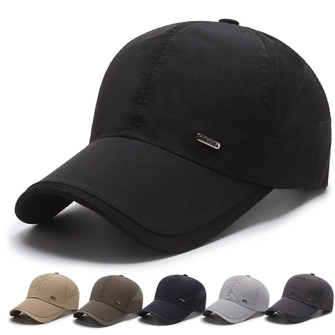 Men Quick Dry Baseball Cap Mesh Breathable Sun Protection Outdoor Sports Adjustable Hat Classic Solid Color