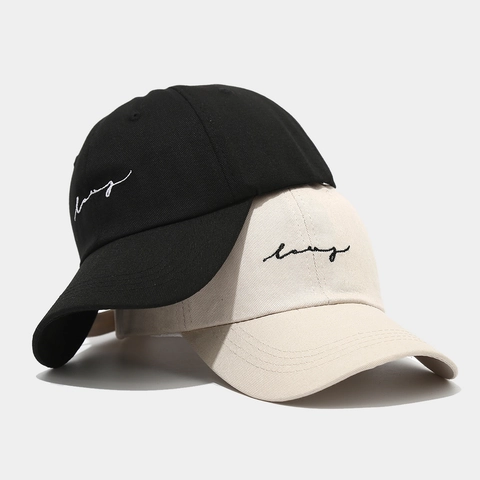 Casquette De Baseball En Coton Broderie Lettres Réglable Visière Courbée Protection Solaire Extérieure Mode Unisexe