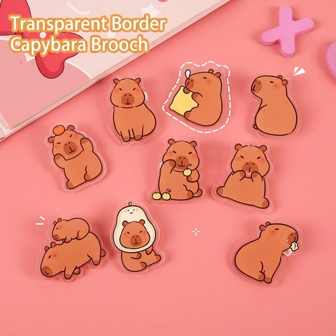 Cute Capybara Acrylic Brooch Cartoon Animal Badge Decorative Pin For Backpack Bags Clothing Accessory Kawaii Style