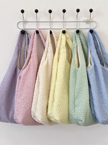Bolso De Mano Con Textura De Burbujas Estilo Coreano Gran Capacidad Ligero Color Sólido Poliéster Suave Bolso De Hombro