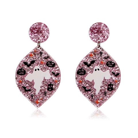 Halloween Christmas Acrylic Glitter Dangle Earrings For Women Cute Ghost Black Cat Wizard Strawberry Eye Festive Jewelry