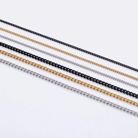 Collar De Cadena Curb Acero Inoxidable Eslabón Cubano Joyería Para Hombres Mujeres Minimalista Chapado En Oro Accesorio
