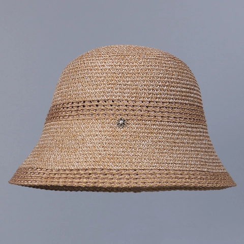 Cappello Alla Pescatora Donna Paglia Di Carta Poliestere Intrecciato Pieghevole Parasole Stile Giapponese Elegante Fiore Perla Artificial
