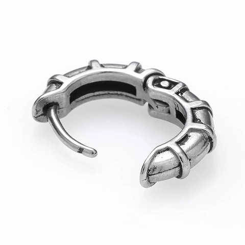 Orecchini A Cerchio Huggie Retrò Acciaio Inossidabile Stile Punk Hip Hop Industriale Argento Antico Uomo Unisex Gioielli