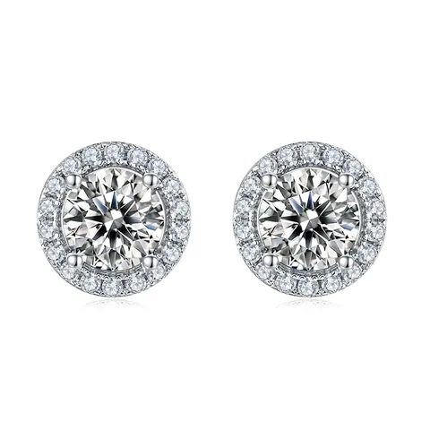 925 Sterlingsilber Moissanit Ohrstecker Für Damen 18K Weißgold Überzogen Halo Herz Elegant Hochzeit Feiner Schmuck Ohrringe