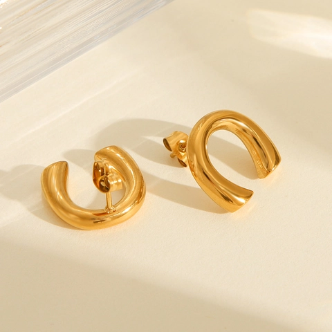 Hufeisen Ohrstecker 18K Vergoldeter Edelstahl Minimalistisch Geometrisch U-Form Bogen Mode Schmuck Für Damen