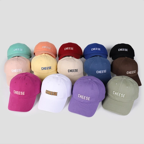 Unisex Baumwolle Baseballkappe CHEESE Buchstaben Stickerei Verstellbar Sonnenhut Casual Sport Gekrümmte Krempe Korean Mode
