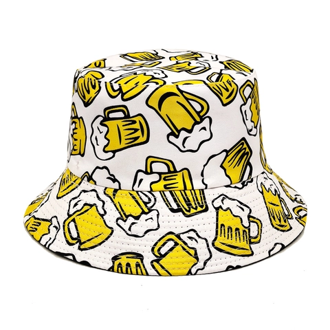 Fischerhut Polyester Atmungsaktiv Sonnenschutz Outdoor Party Vintage Bierkrug Muster Neuheit Anglerhut