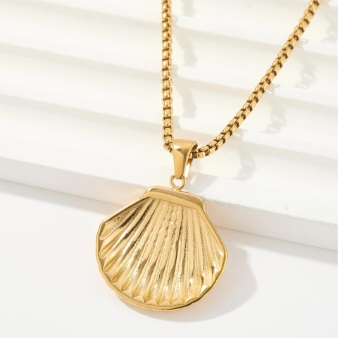 Collier Pendentif Acier Inoxydable Künstliche Perle Zircon Coquillage Fleur Cœur Géométrique Minimaliste Bijoux De Niche Pour Femmes