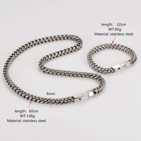 Collana Bracciale A Catena A Maglia Cubana In Acciaio Inossidabile 304 Da Uomo Gioielli Punk