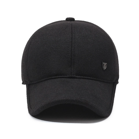 Cappello Da Baseball In Lana Invernale Da Uomo Con Paraorecchie Caldo Antivento Decorazione Scudo Metallico Sportivo