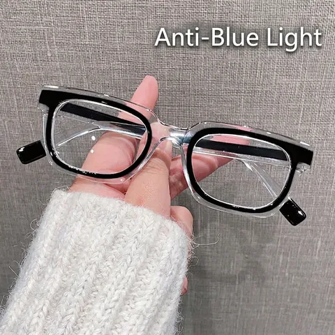 Monture De Lunettes Carrées Rétro Anti Lumière Bleue Couleurs Contrastées PC Optiques Unisexes