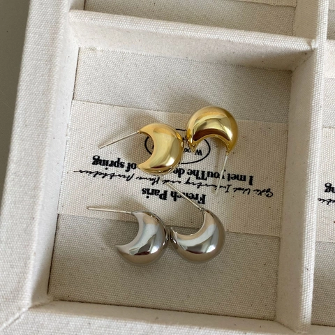 Orecchini A Forma Di C In Lega Lucida Con Perno In Argento Sterling 925 Gioielli Geometrici Minimalisti Per Donne