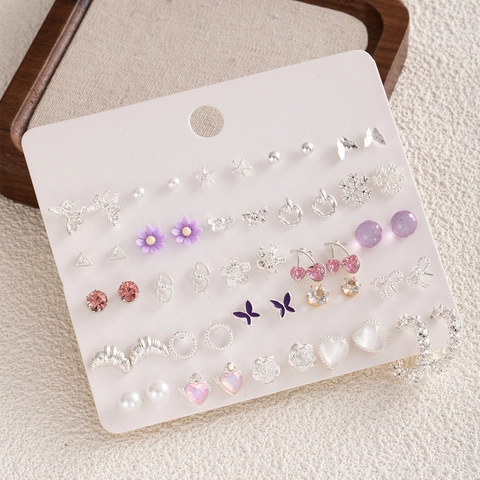 Legierung Strass Künstliche Perle Ohrstecker Mit Harz Ohrringstift Mode Schmuck Für Frauen Elegant Geometrisch Klein Mehrere Stile