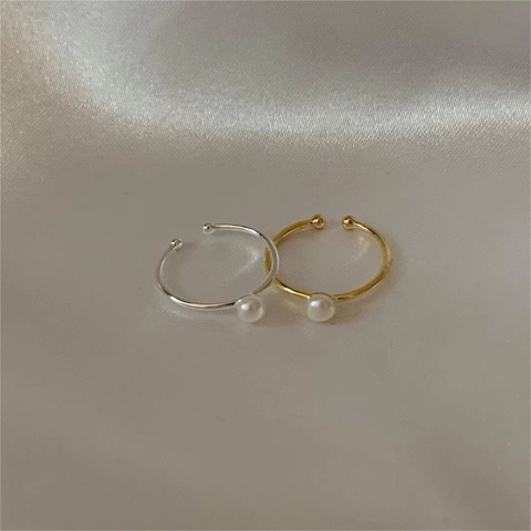 Anello Minimalista In Argento Sterling 925 Con Perla Artificial D'acqua Dolce Fascia Aperta Regolabile Gioielli Eleganti Per Donna