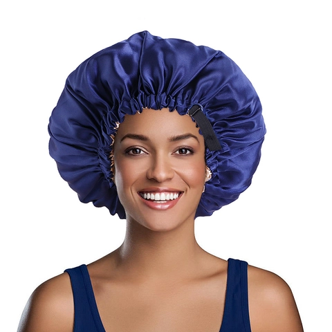 Women Double Layer Satin Sleep Bonnet Adjustable Invisible Buckle Elastic Hair Care Cap Solid Color Night Sleeping Head Cover