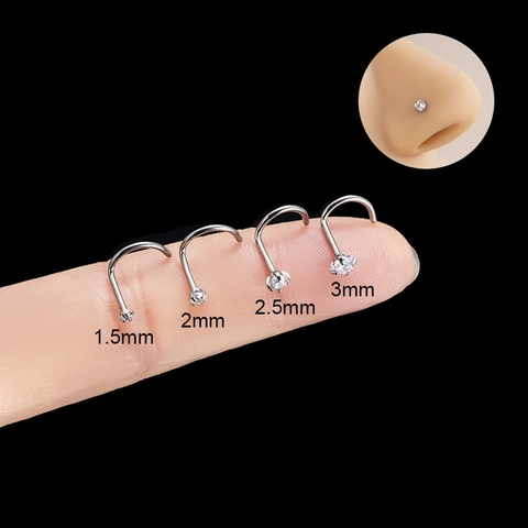 Piercing De Nariz De Titanio Con Circonita Redonda G23 Joyería De Perforación Moda Elegante Brillante Decoración Corporal
