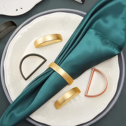 Metal Napkin Rings D-Shape Minimalist Zinc Alloy Napkin Buckles For Dinner Table Decoration Hotel Wedding
