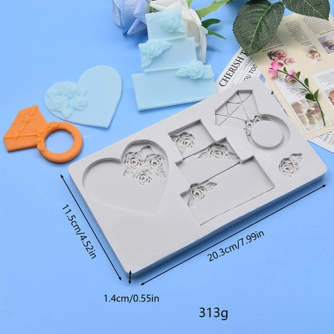 Hart Roos Taart Siliconen Mal Fondant Chocolade DIY Bakken Decoreren Gereedschap Bruiloft Thema Multi Patroon