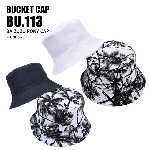 Cappello Alla Pescatora Reversibile Cotone Protezione Solare Spiaggia Esterno Stampa Palme Tropicali Accessorio Unisex