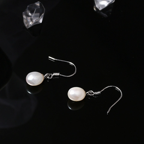 Natuurlijke Zoetwaterparel Druppeloorbellen Met 925 Sterling Zilveren Haken Elegante Retro Minimalistische Sieraden Voor Dames