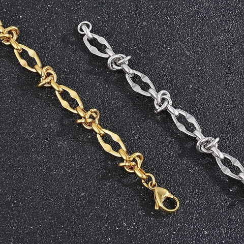 Pulsera De Cadena Anudada De Acero Inoxidable Joyería De Eslabones Retorcidos Geométricos De Moda Para Mujeres Estilo Personalizado