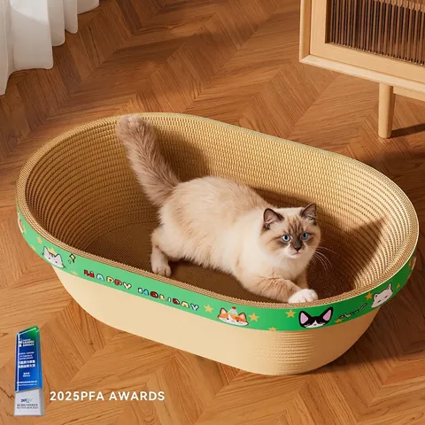 Cat Scratcher Lounge Bed High Density Corrugated Paper Durable Wear Resistant Deepened Basin Bathtub Shape For Indoor Cats