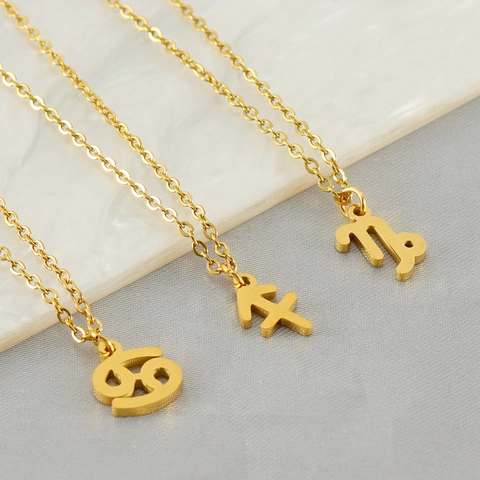 Collar Con Colgante De Signo Del Zodíaco Acero Inoxidable Chapado En Oro De 18K Doce Constelaciones Joyas Para Mujer