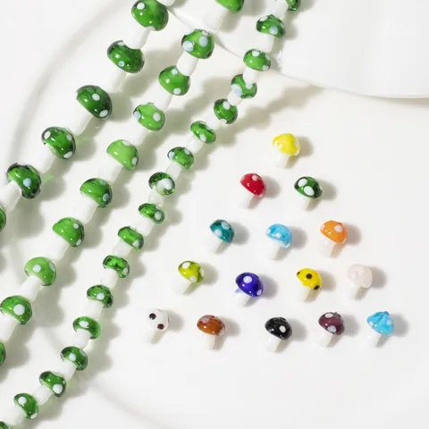 Perle In Vetro Fatte A Mano A Forma Di Fungo A Pois Colorate Perle Distanziatrici Per La Creazione Di Gioielli Fai Da Te