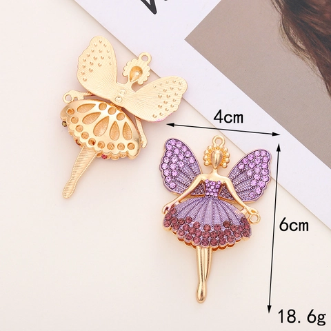 Ballet Girl Fairy Pendants Alloy Colorful Rhinestone DIY Accessories For Phone Case Shoe Charms Jewelry Making