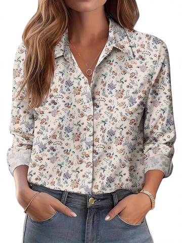 Dames Blouse Met Lange Mouwen Reverskraag Casual Bedrukt Overhemd Luipaard Zebra Bloemen Mode Tops