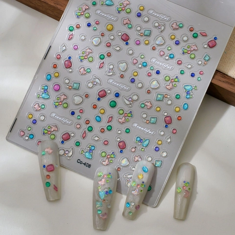 Adesivi Per Nail Art Con Strass Colorati Gemme Scintillanti Rilievo Impermeabile Autoadesivi Decorazioni Per Manicure