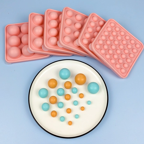 Round Ball Silicone Mold With Lid Food Grade Sphere Tray For Ice Cube Candy Chocolate Bean DIY Kitchen Tools