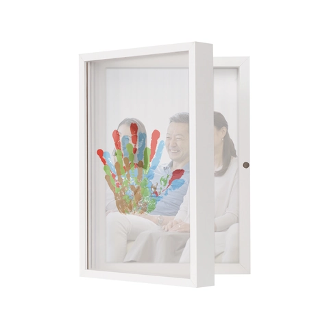 DIY Handafdruk Shadow Box Fotolijst Met Verf Borstel Magnetische Scharnier Opening MDF Hout Aandenken Voor Familie Decor